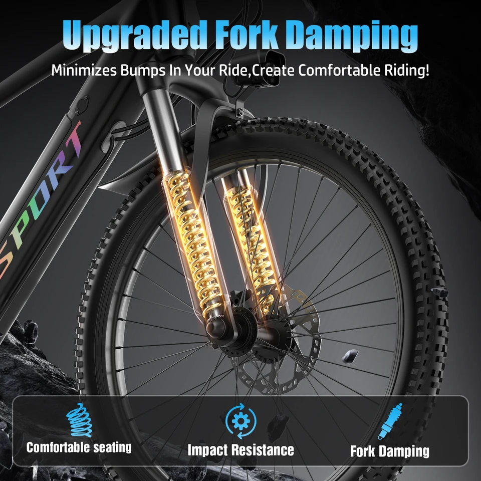 ASKGO Adult Mountain Electric Bike, 1500W Peak Motor, 25MPH Top Speed, 26" Tires with Front & Rear Brakes, 48V 10.4Ah Removable Battery, 55 Miles Max Range, 7-Speed Gearshift for Urban Commute, UL2849 Certified image 6