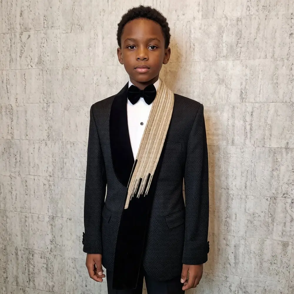 Child Suits Plaid Slim Fit 2 Pieces Boys Wedding Prom Mix Match Beaded Velvet Shawl Lapel Separates Banquet Party Style 2026