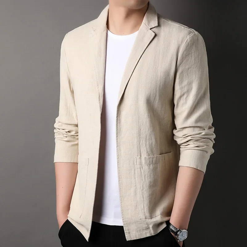 Men's Autumn Coat Fabric Composition Blazer Spring and Summer 2025 New High-quality Men's Linen Suit Simple