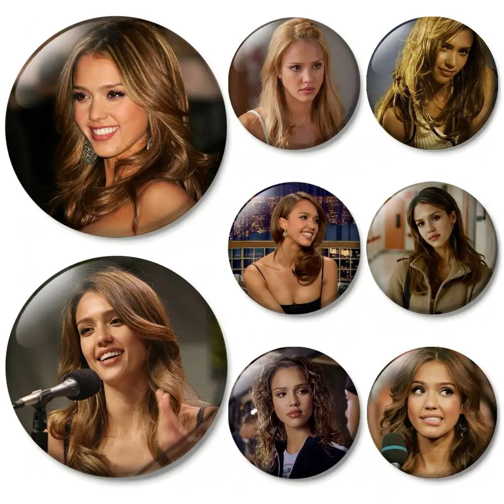 Celebrity J-Jessica A-Alba Laser Badge Applicable For Backpack Clothes Hats Decor Creative Accessories