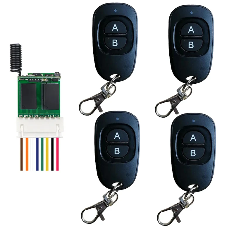 2CH Relay Wireless Remote Control Switch 433mhz RF Mini Small 3.7v 5v 6v 9v 12v Momentary Controller Module trigger reset button