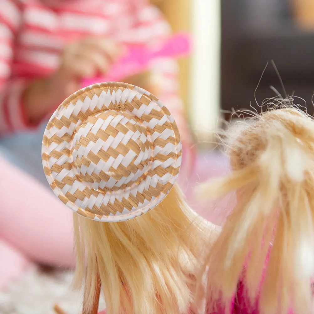 

12Pcs Mini Straw Hats for Dollhouse Miniatures DIY Decoration Classroom Projects Photo Props Tiny Woven Hat Adornment Craft