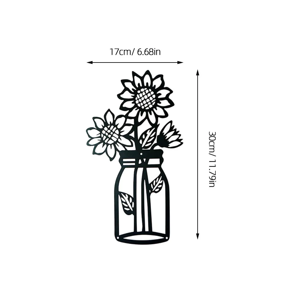 3Pcs Sturdy Iron Wall Art Decor Silhouette Vase Design Hanging Flower Vase Wall Ornament for Indoor Outdoor Decor Wedding
