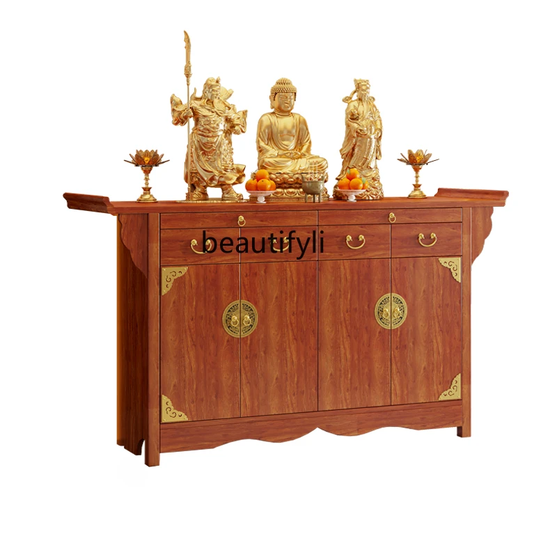 

Solid Wood Buddha Shrine Domestic Buddhist Hall Bodhisattva Kitchen Cabinet God of Wealth Worship Table Incense Burner Table