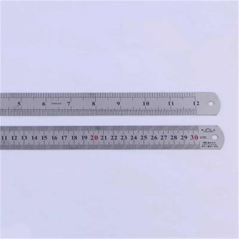 

1pcs Silver Tone Double Sided Metal Steel Measuring Ruler Carpenter Workshop Straight Ruler School Supplies