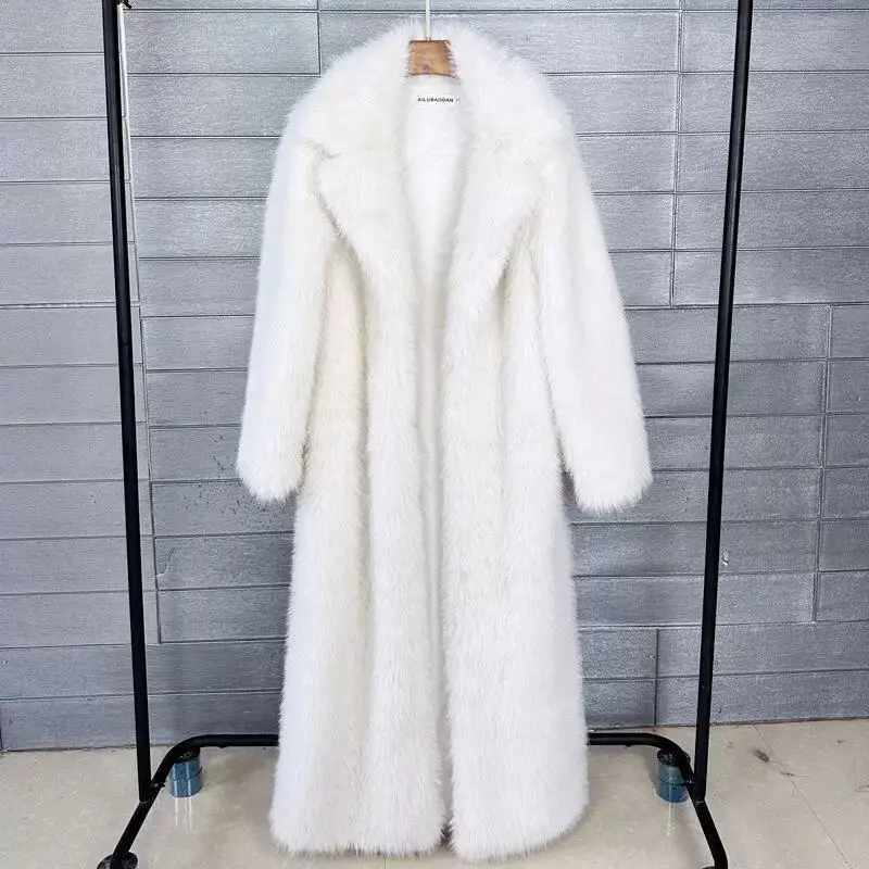 Long Women's Faux Fur Coat Autumn Winter Large Jacket Elegant Lady's Outerwear Soft Plush Coat Warm Comfortable Female Coat