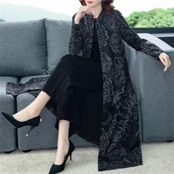 2026 New Middle-Aged and Elderly Women's Spring Autumn Windbreaker Coat Holiday Bright Silk Long Trench Coat For Mother Size 5XL