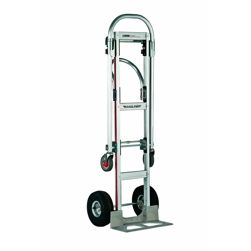 

Convertible Hand Truck with Pneumatic Wheels, 500 lbs Capacity, 61 Height, 55.75 Length x 21 Width, Silver