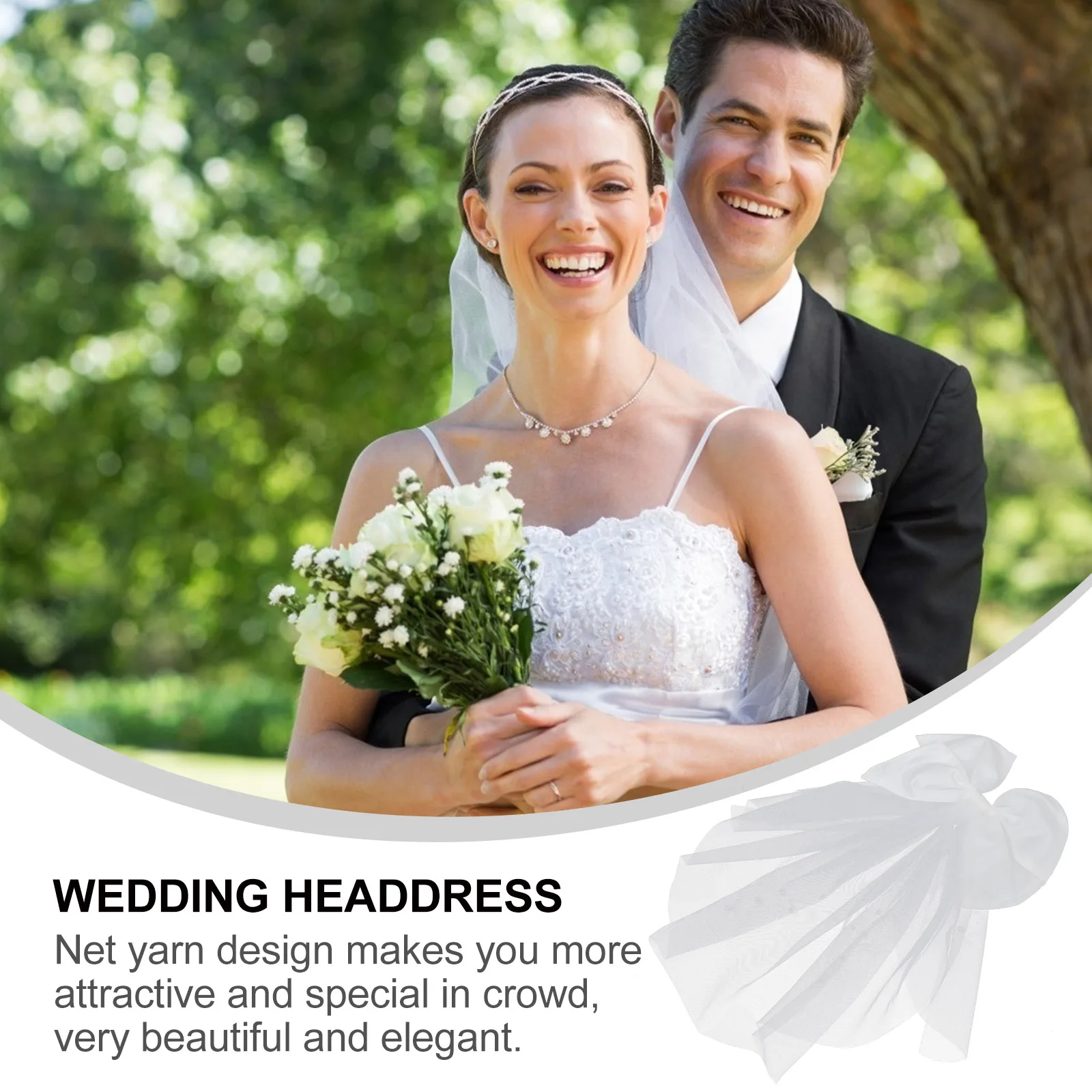

Elegant Bowknot Hairpin Durable Net Yarn Bridal Headdress Retro Wedding Veil Headwear Women Hairband Accessory