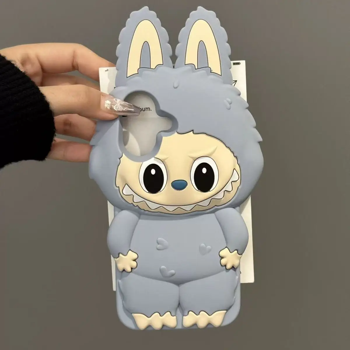 آيفون 16 15 14 13 12 برو ماكس Kawaii ثلاثية الأبعاد الكرتون لطيف وحوش لينة غطاء سيليكون مع حامل القضية