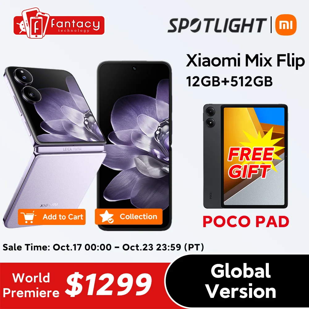 Xiaomi-折りたたみ式フリップトップカメラ,4.01インチ外部ディスプレイ,12GB, 512GB, Snapdragon 8 gen 3,ライカ50mpカメラ,ワールドプレミア
