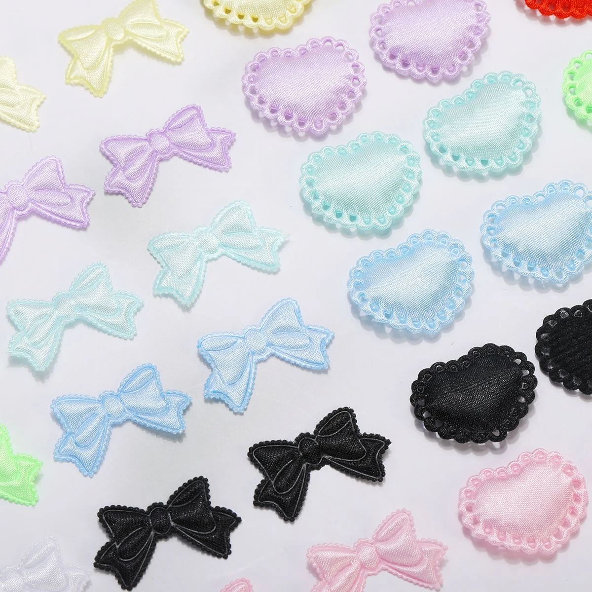 50 Stück Bunte Stoff-Applikationen zum Aufnähen für DIY-Bastelarbeiten, Ornamente, Hochzeits-, Valentinstags- und Partydekorationen – Detail 6