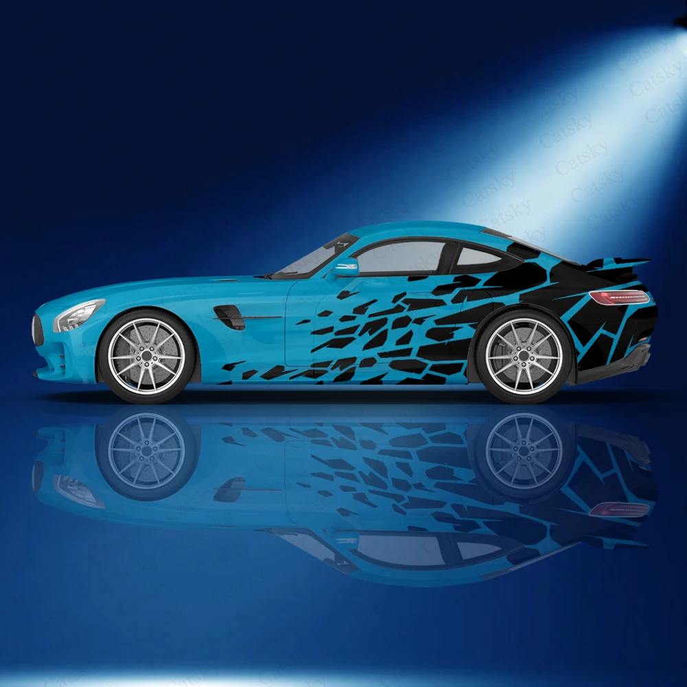 Kwadratowe nieregularne naklejki strona boczna z nadrukiem naklejek winylowych na zamówienie naklejki na nadwozie zdobią części samochodowe