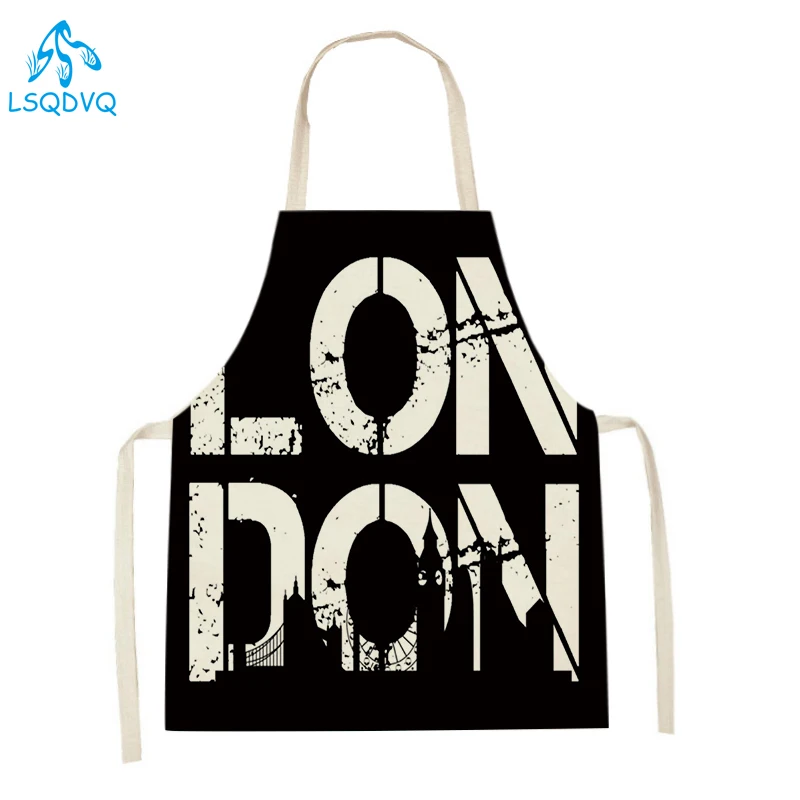 Home Kitchen Cooking Apron London Stlye British Flag Printed Sleeveless Linen Aprons for Men Women Baking Accessories Delantal