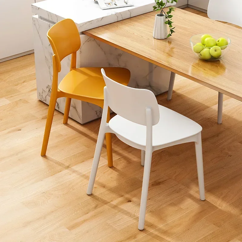 

Plastic Chairs Household Dining Tables and Chairs Simple Stackable Hotel Backrest Chairs Simple Stools