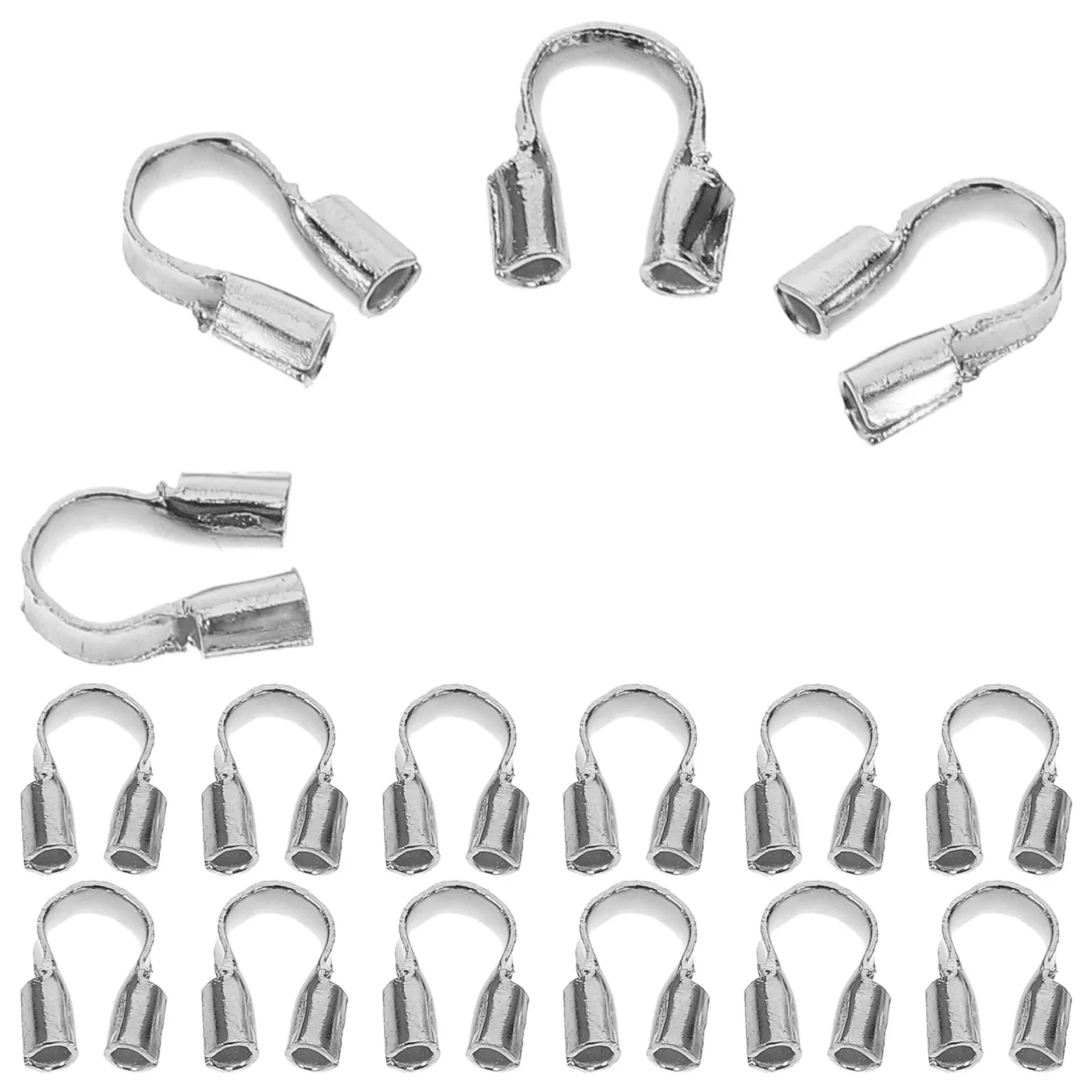 500Pcs Wire Guardians for Jewelry Making U Shape Cable Protector Silver Thread Protector Crimp Tubes for Bracelets Necklaces