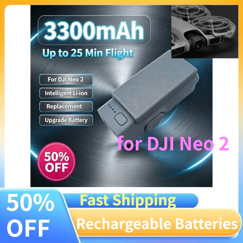 Newly Upgraded Replacement Battery for DJI Neo 2 Standard 1606mAh 46g / Upgrade 3300mAh 83g Intelligent Li-ion Drone Battery