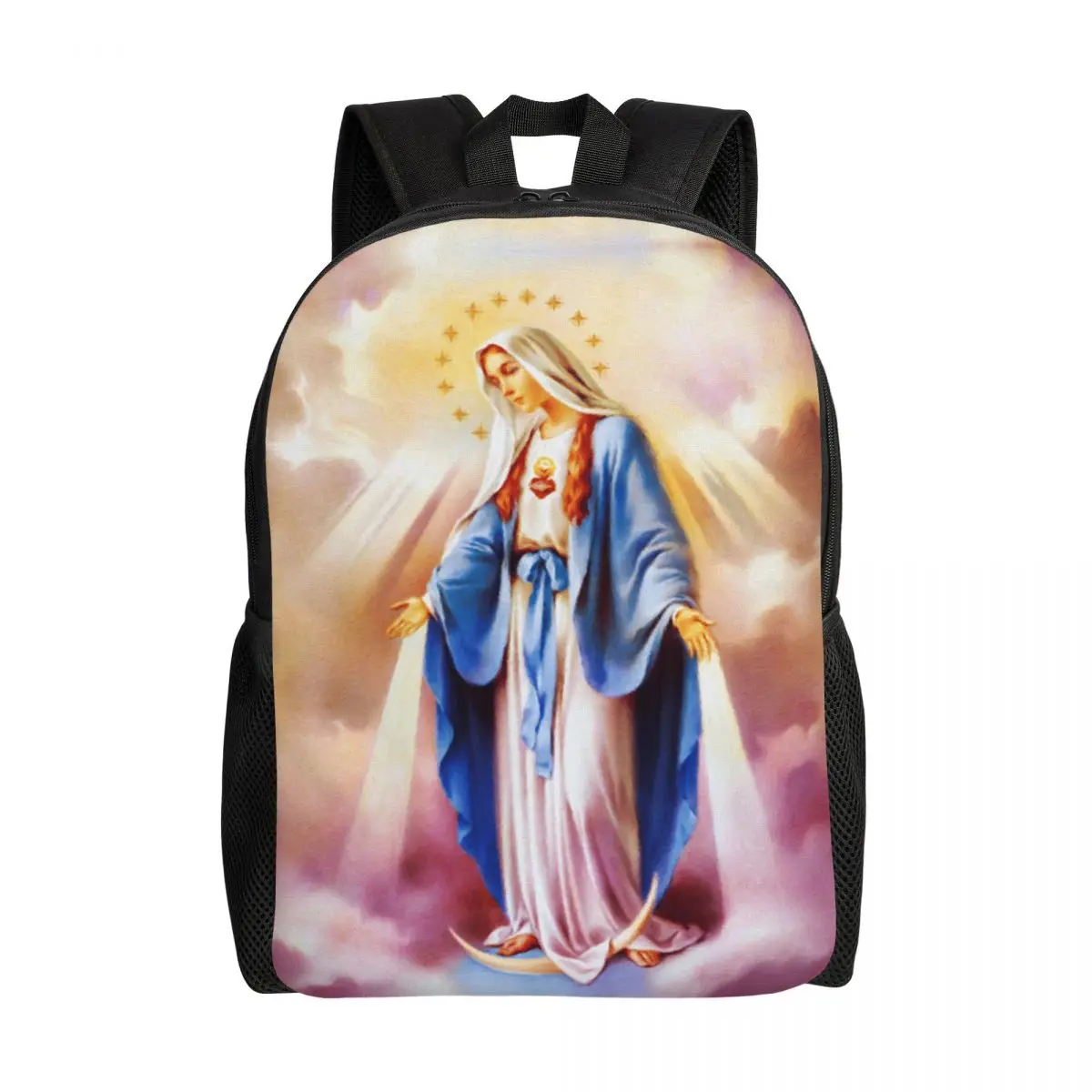 Custom Catholic Virgin Mary Laptop Backpack Men Women Fashion Bookbag for School College Students Our Lady of Guadalupe Bags