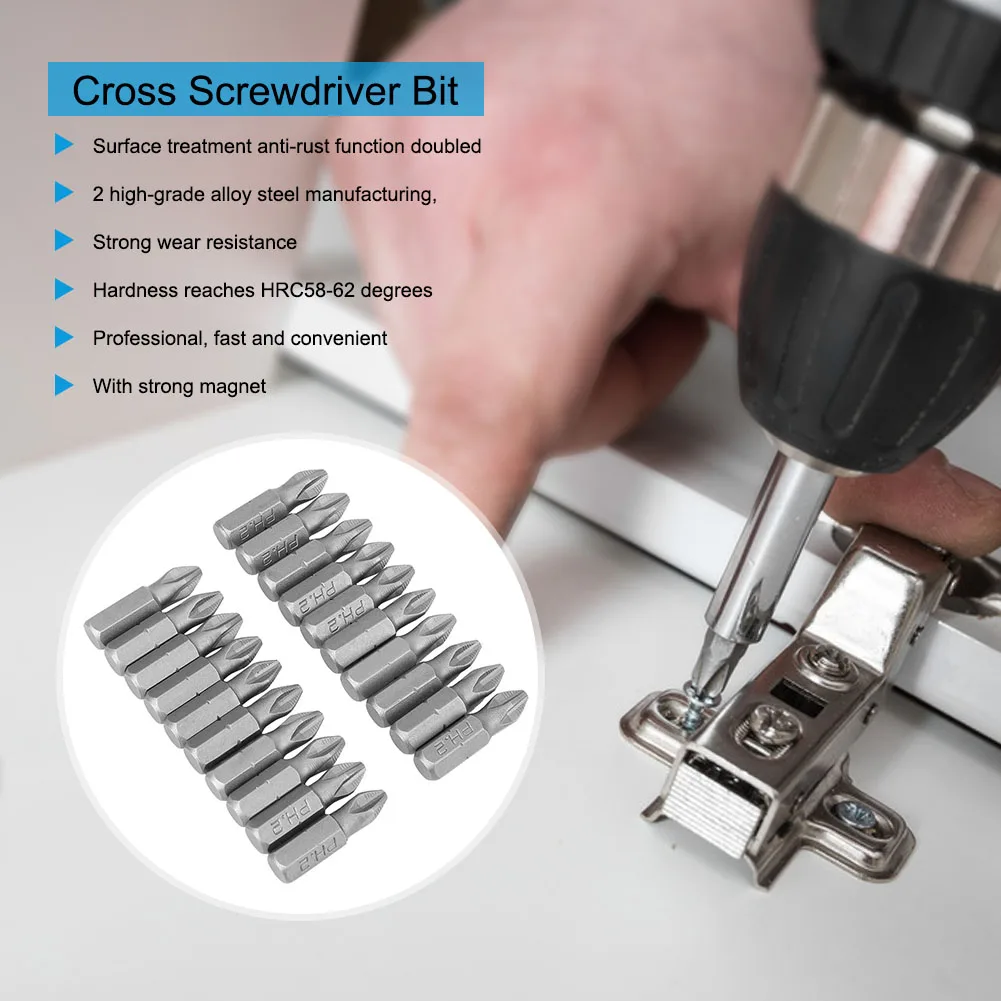 Drill Bits Electric Screwdriver Bit Set Anti Slip  Steel  Magnetic Drill Bits PH2 x 25mm Electric Screwdriver Bit