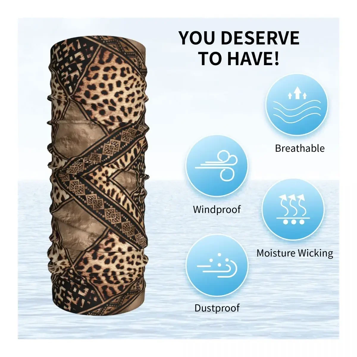 Ethnic Ornaments Leopard Print Bandana Neck Gaiter for Hiking Running Women Men Wrap Scarf Animal Skin Balaclava Warmer