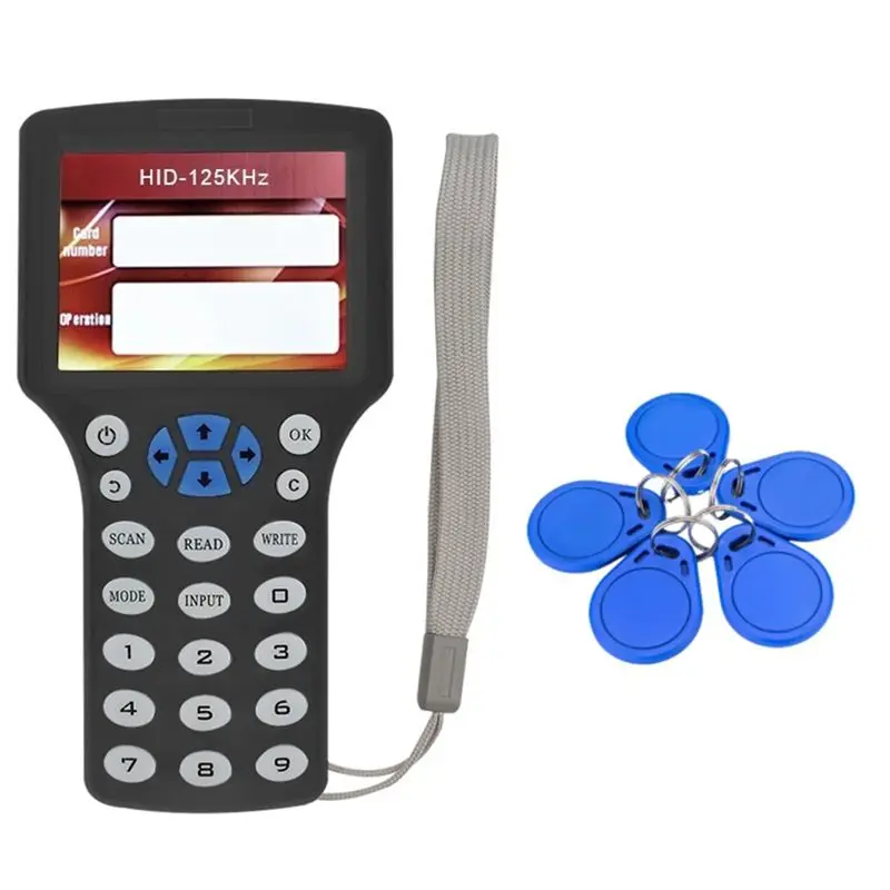 A01E-10 Frequency RFID Smart Card Reader Writer Duplicator+5XCUID Keychain 125K 13.56Mhz RFID Copier Key Replicator