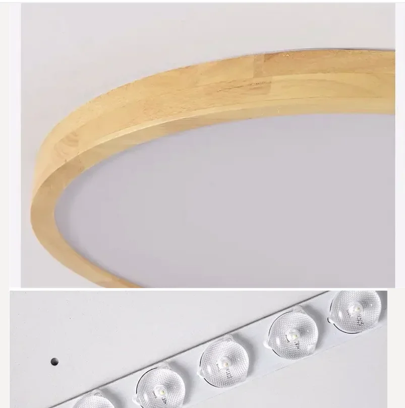 

Круглый квадратный светодиодный потолочный светильник для гостиной, светодиодный потолочный светильник для спальни, деревянный детский светильник для фойе, кухонные светильники