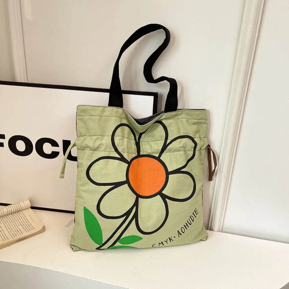 

All-match Korean Style Flower Shoulder Bag Large Capacity Printing Cloth Tote Bag Fashion Portable Printed Handbag Outdoor