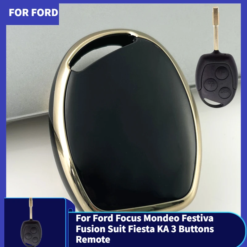 New TPU Car Key FOB Case Cover for Ford Focus Mondeo Festiva Fusion Suit Fiesta KA 3 Buttons Remote Key Case Protector Keychain