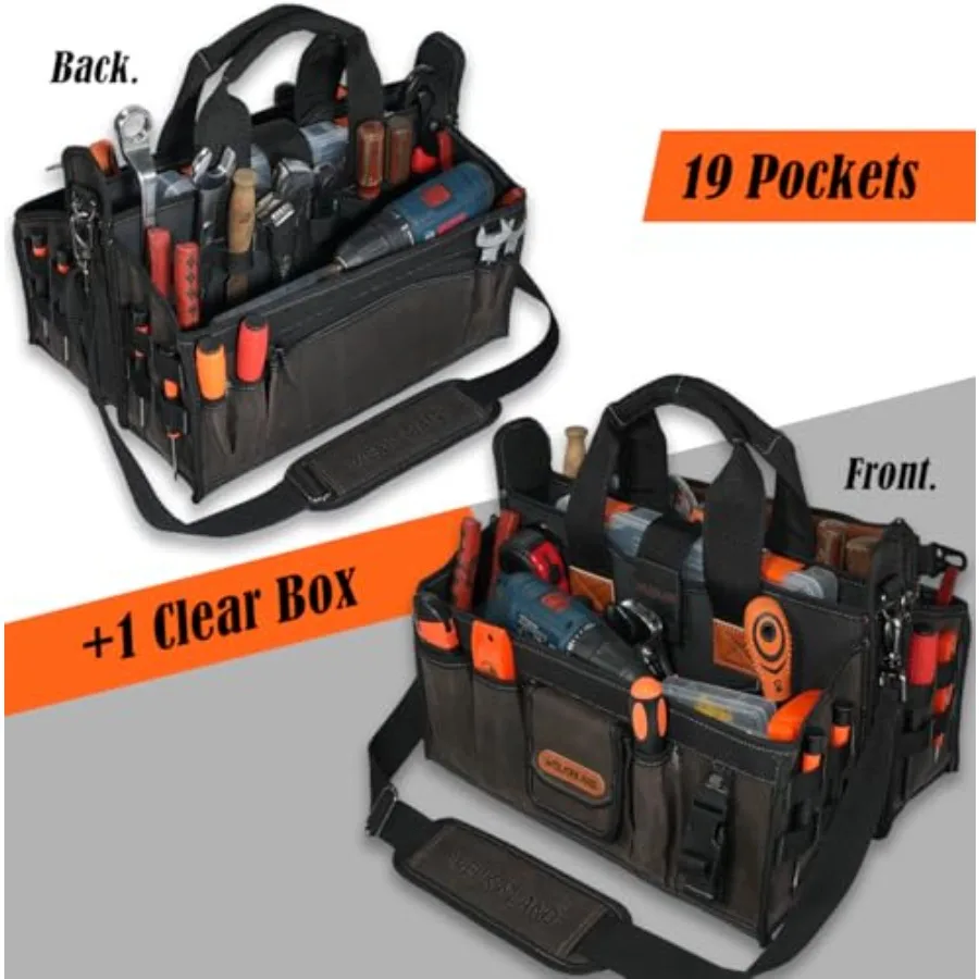 20 جيوب أداة كهربائي حمل 16 بوصة واسعة مفتوحة العلوي مشمع قماش أدوات كهربائية حقيبة الثقيلة HVAC التكنولوجيا أداة B #6