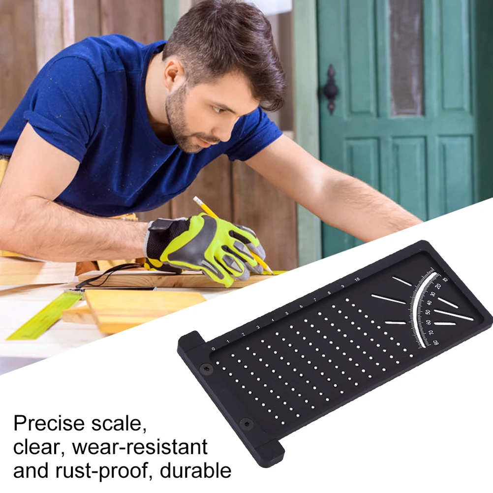 

Aluminum Alloy Carpenter 3D Hole Ruler Measuring Instrument Ruler Three Dimensional Artifacts for Measuring Parallel Lines (Blac