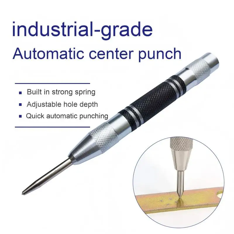 Portable 130mm silver black dual color center punch metal hole marking woodworking positioning high-speed steel punch