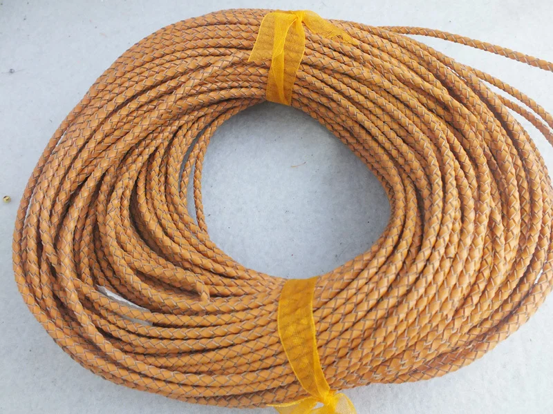 

Fashion 50m/roll 3mm Brown Braided Leather Cord Fit necklace and bracelet