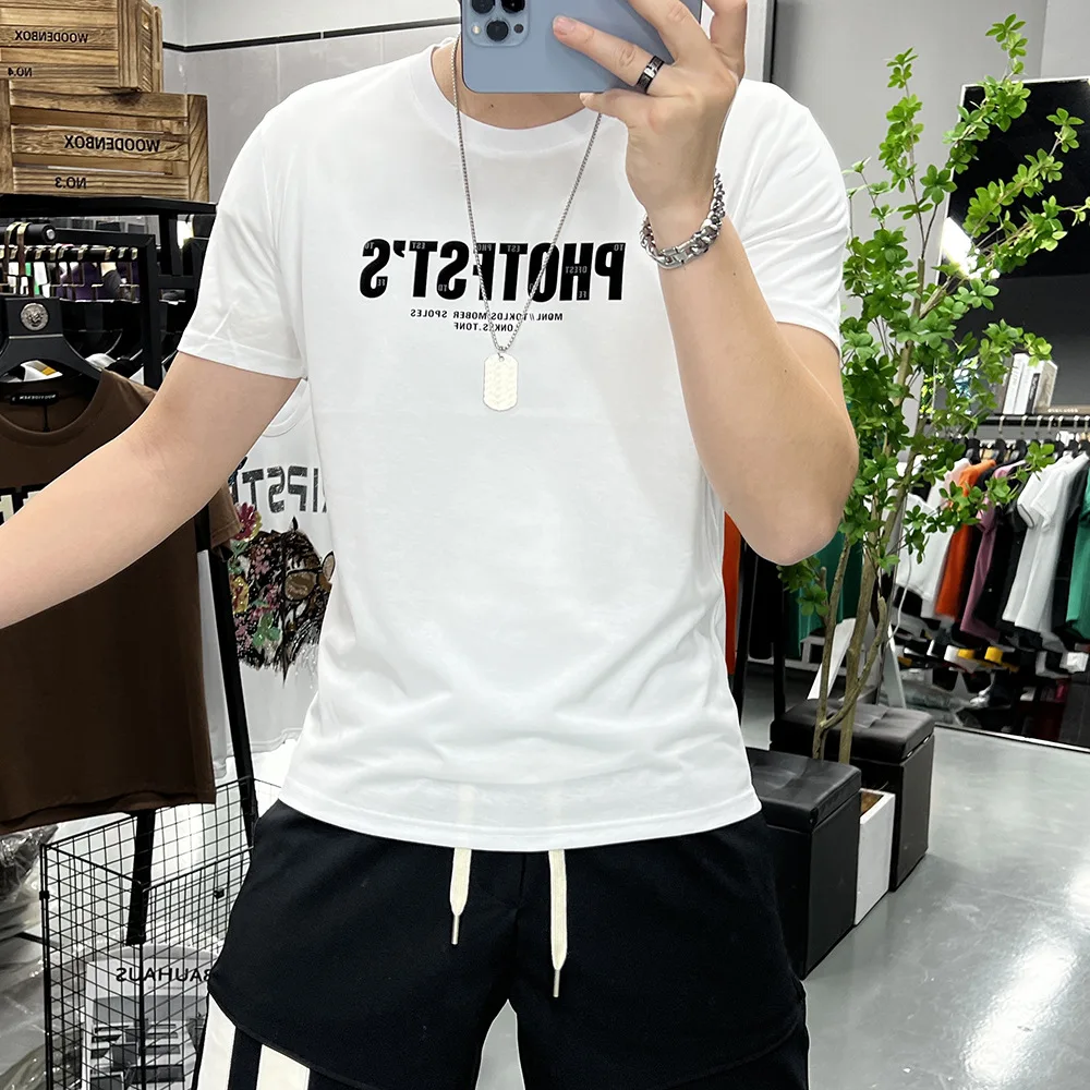 T-shirts Men\'s Trendy Brand Fashion Cotton Male Tees Causal Daily Outfit Homme Tops Half Sleeved Rorple Causal Tops Man Clothing