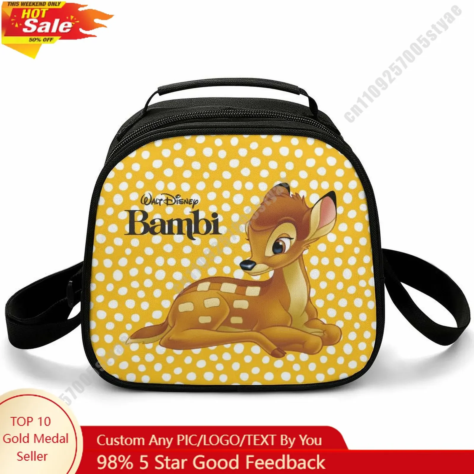 

Bambi Lunch Bag Disney Animal Patterns Bento Bag Customizable Name Photo Logo Lunch box Essential Picnic Bag