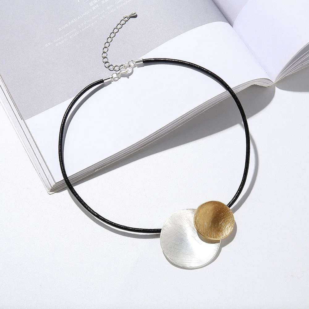 New European and American fashionable round brushed short chain environmentally friendly women's jewelry short necklace