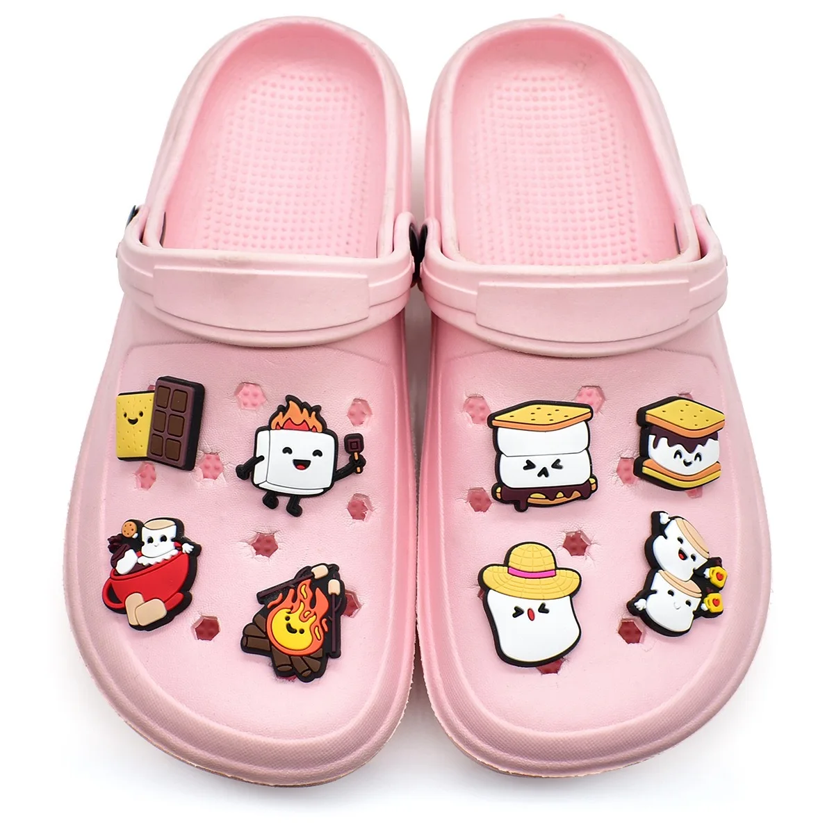 10Pcs Cookie marshmallow Shoe Charms For Slides Clogs Sandals,PVC Shoe Decorations Accessories Buckle For Christmas Gifts