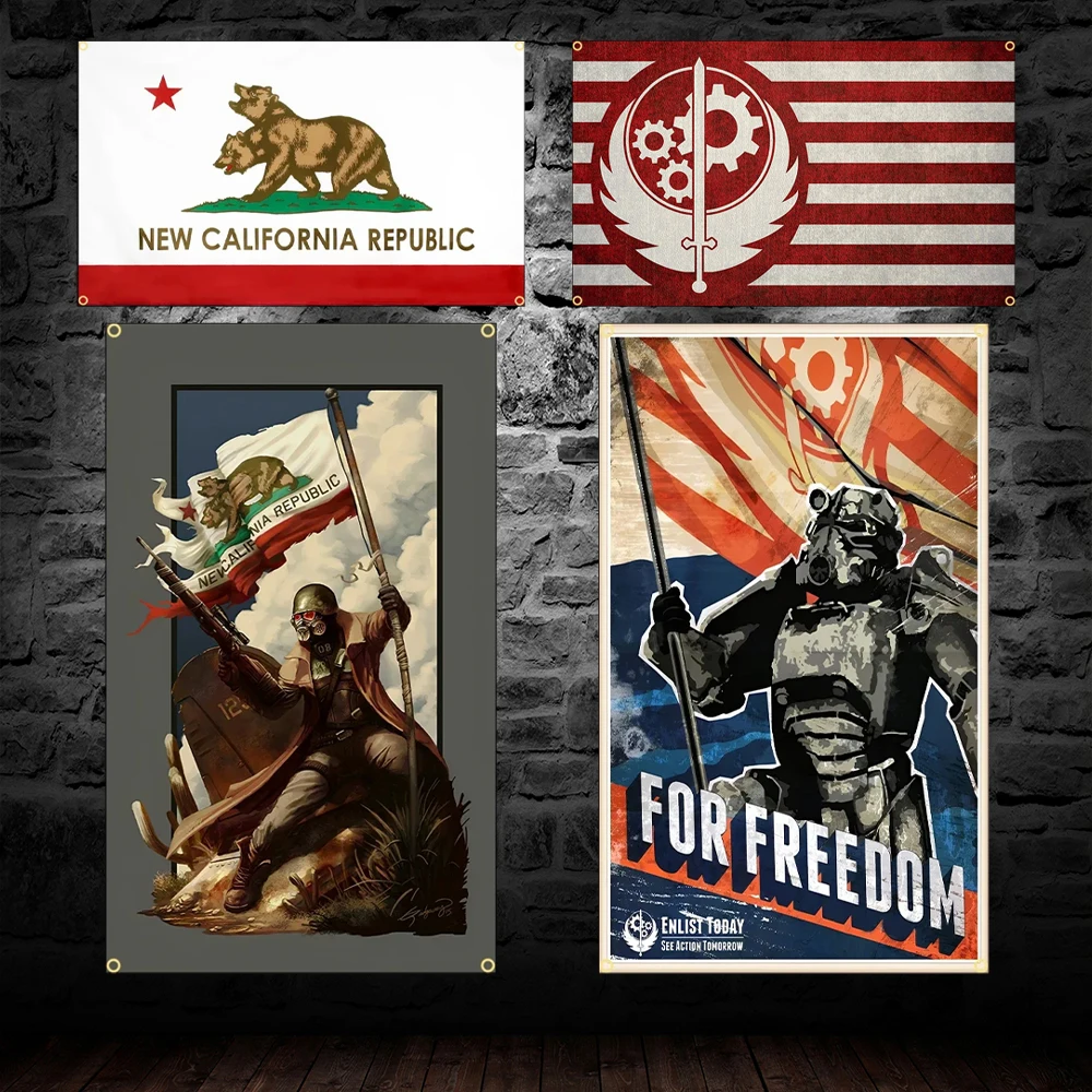 Vault-Tec Flag New Vegas Banner Polyester Printed Game Camp Poster 60x90cm 90x150cm Decor for GAME Enthusiasts, Room Decor