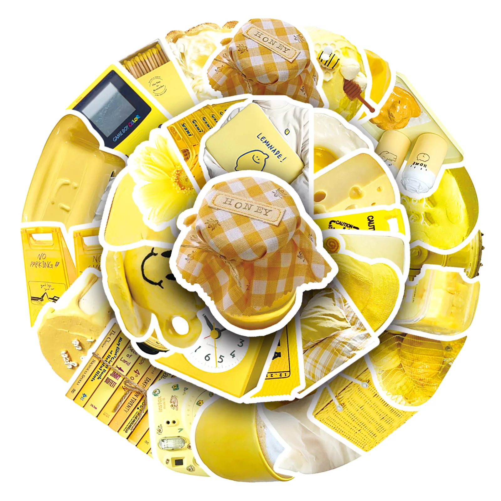 50Pcs Yellow Ins Style Graffiti Stickers Personalized Small Fresh Decorative Stickers DIY Guitar Skateboard Waterproof Stickers