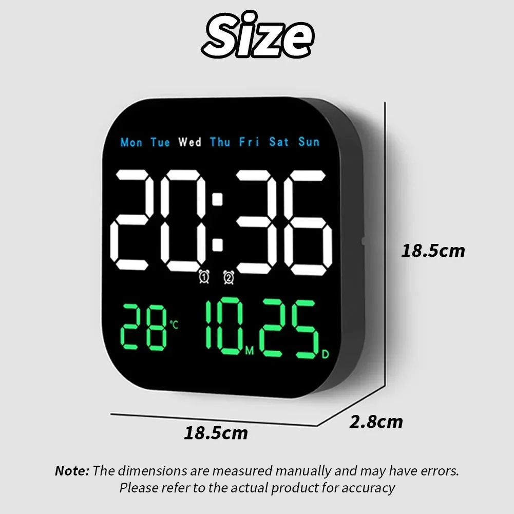 Digital Wall Clock 7” LED Digital Alarm Clock Large Display With Remote Control for Living Room Office Bedroom Decor Elderly