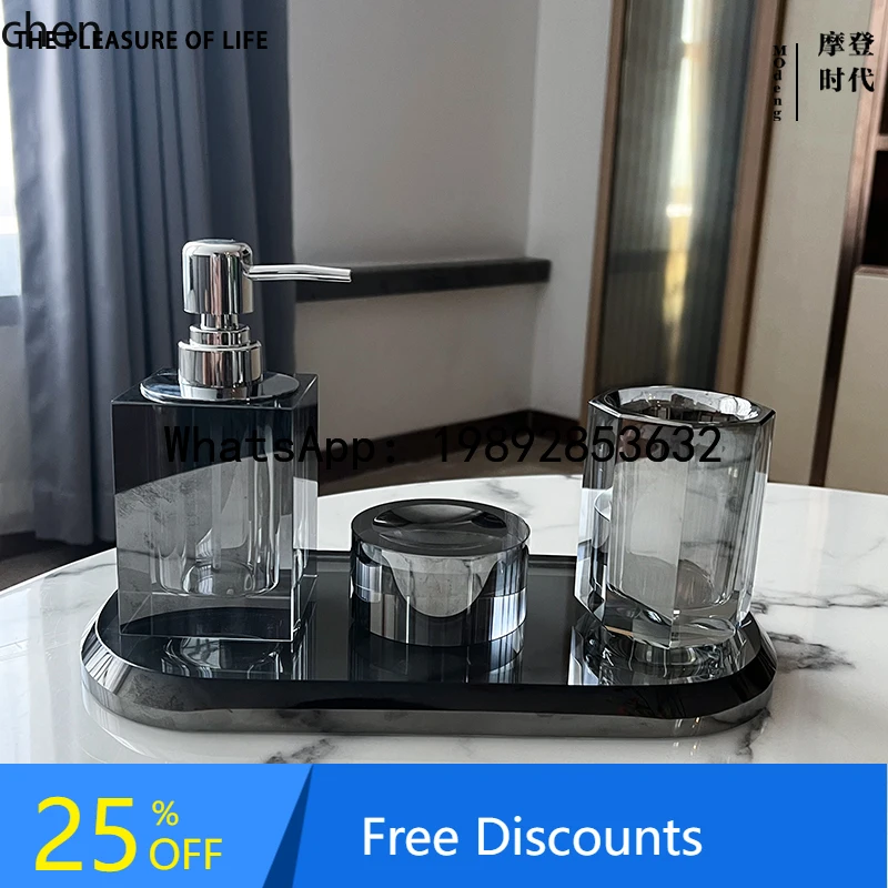 ZZ modern light luxury colorful crystal bathroom lotion bottle mouth cup storage tank ornament model room bathroom decoration