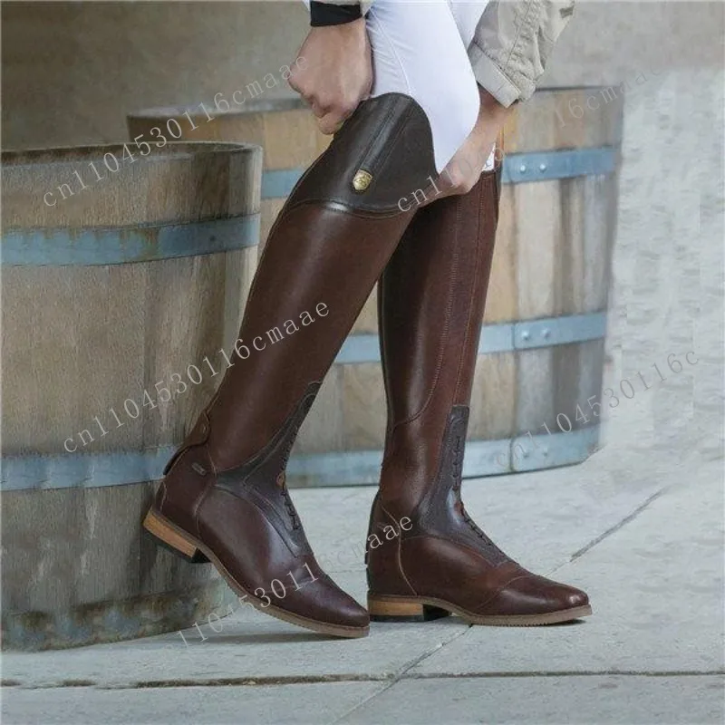 Autumn and Winter Knight Spot Over Knee Viscose Shoes Round Head Artificial Fur Knight Boots Black