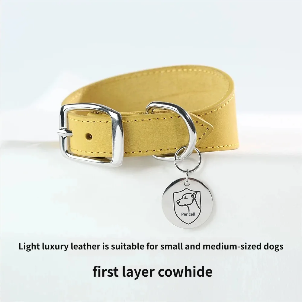 Collar de perro de cuero genuino, cónico y extra ancho para perros de cuello largo: Greyhound, Saluki, Deerhound, Lurcher, Whippet, Dachshund