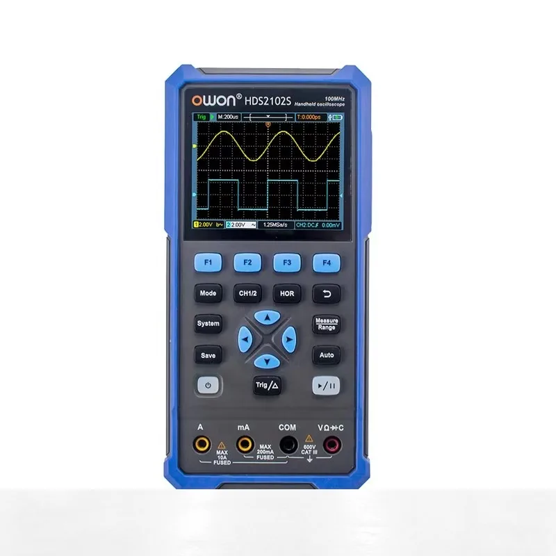 OWON HDS2102S 3-in-1 Handheld Oscilloscope 100MHz 500MSa/s 2CH+1CH Signal Generator Multimeter Professional Portable