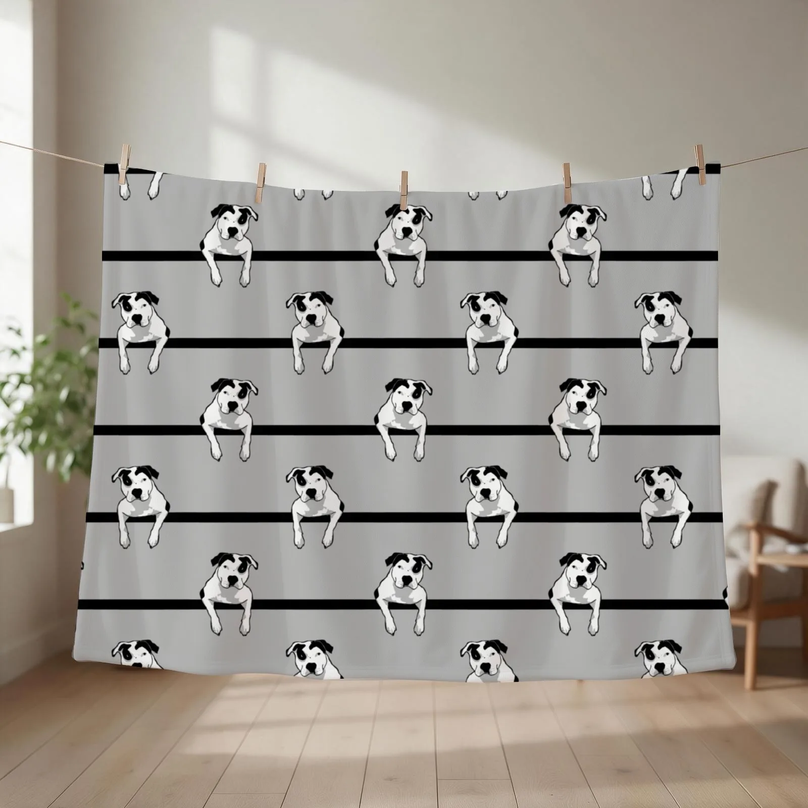 Pit Bull T-Bone Graphic Throw Blanket couch cozy soft plush fuzzy picnic outdoor blanket