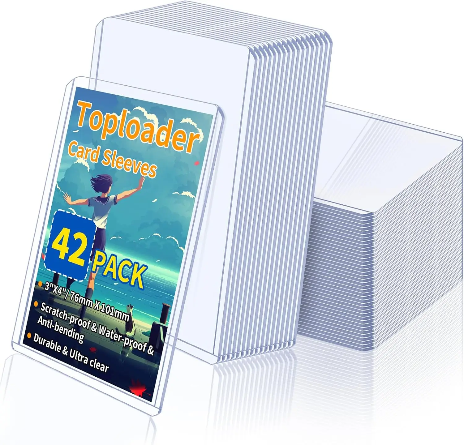 

Card Sleeves 3x4, 42 Pack Top Loaders Hard Plastic, Clear Trading Card Protectors for Baseball Sports Cards, Standard Size