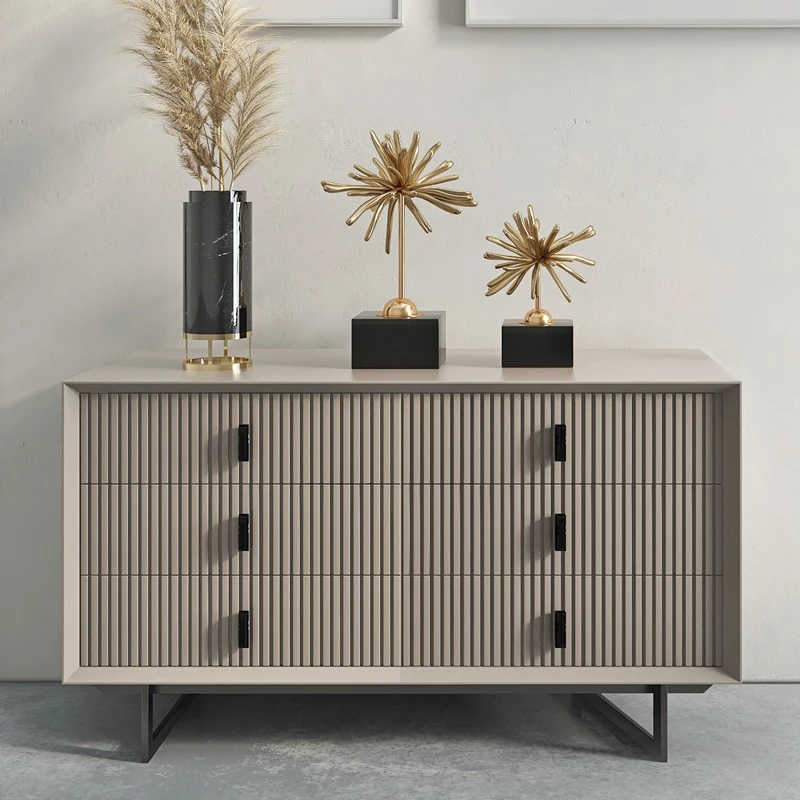 ！@Light Luxury Baking Lacquer Side Cabinet Contracted Porch Cabinet Stainless Steel Sitting Room Storage Tea Water Cabinet