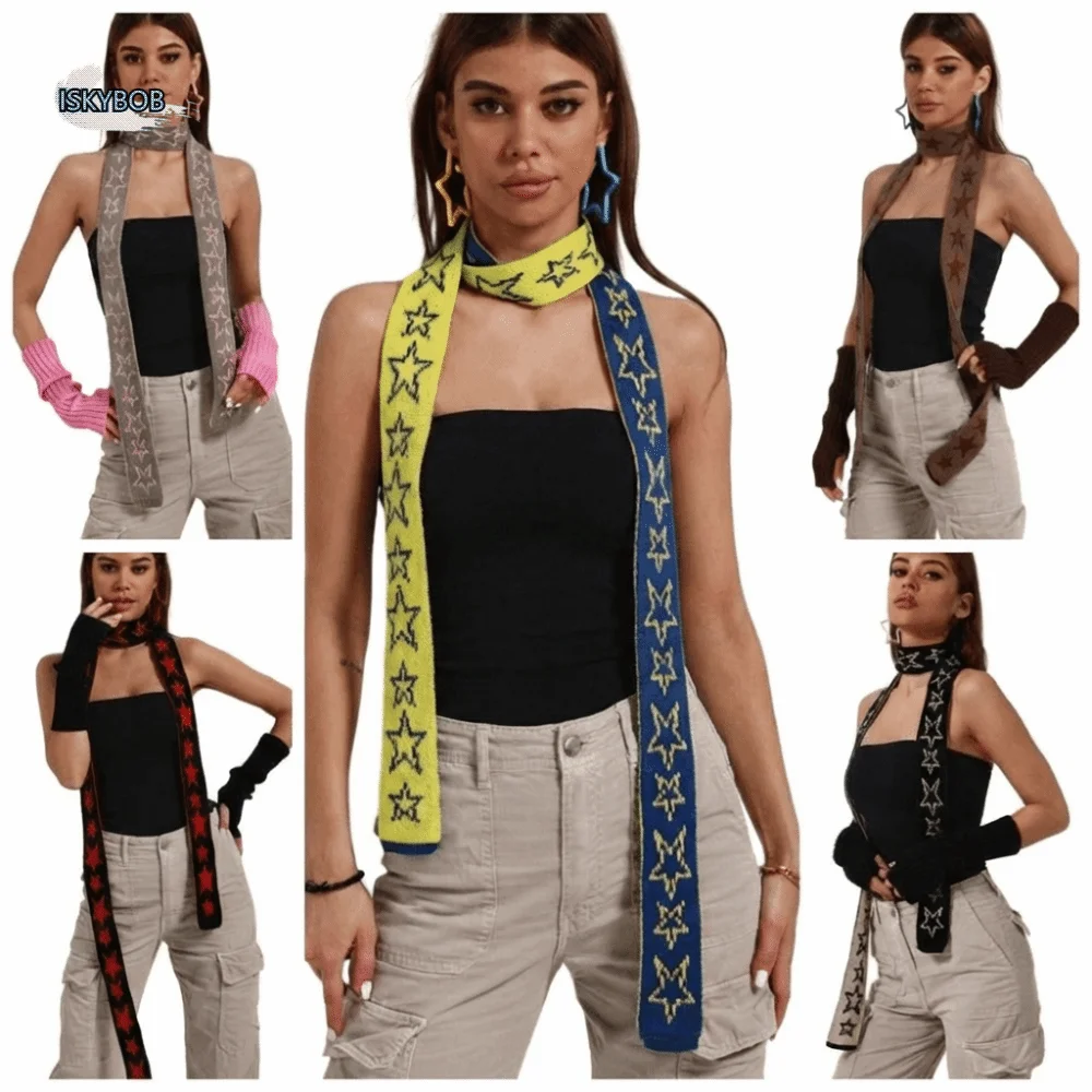 

Gifts Elegant Five-pointed Star Scarf Windproof Soft Wrap Neck Warmer Casual Anti-cold Knitting Scarf Outdoor