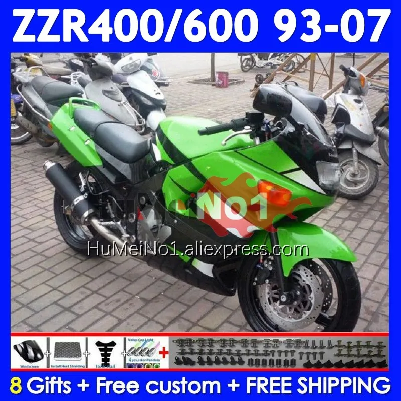 ZZR-400 For KAWASAKI NINJA ZZR Green black 400 1993 1994 1995 1996 1997 1998 238No.40 ZZR400 99 00 01 02 03 04 05 06 07 Fairing