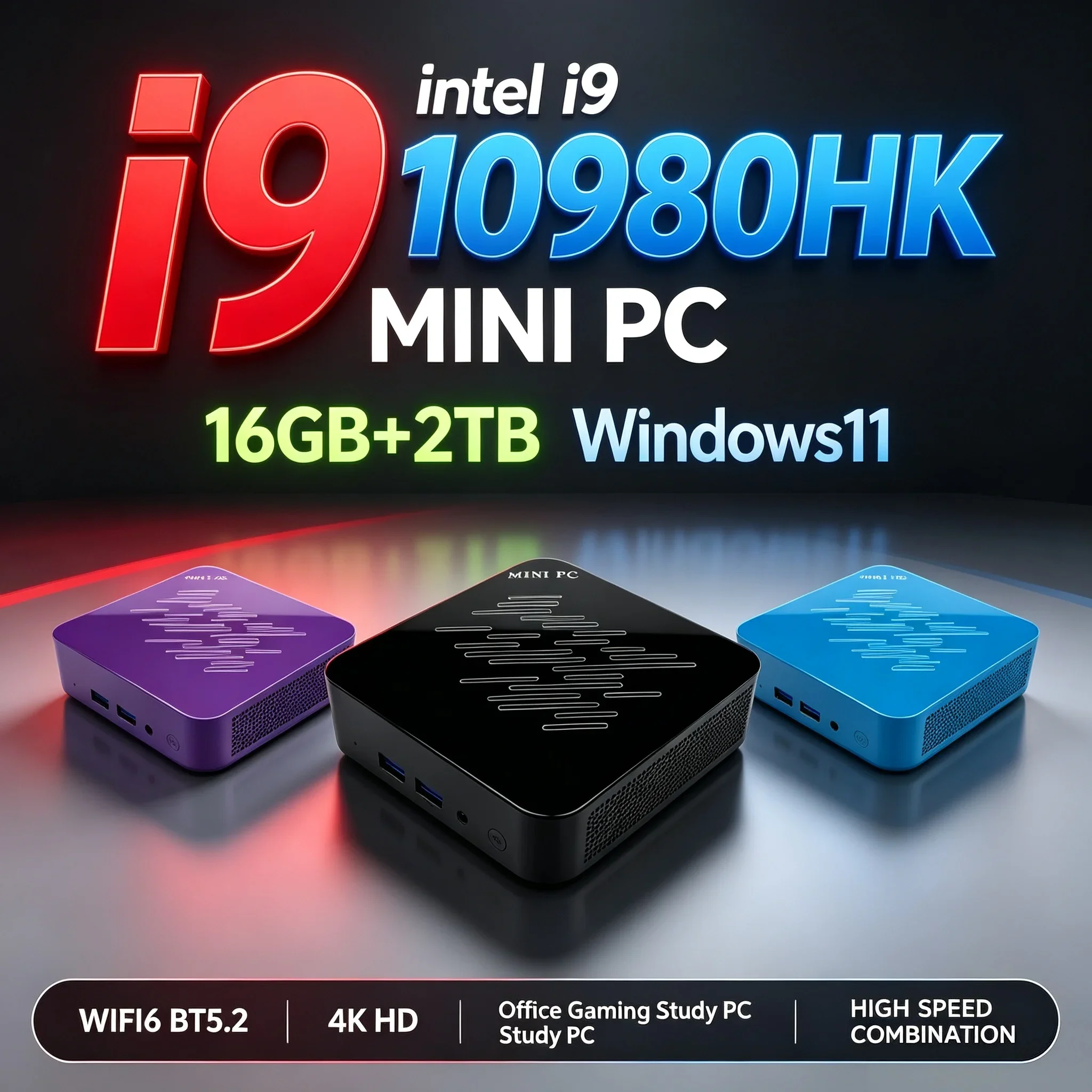 Compact Desktop Mini PC Intel Core I9 10980HK 16GB RAM Optional 1TB 2TB SSD 4K WiFi6 Efficient Cooling Family Business Office PC