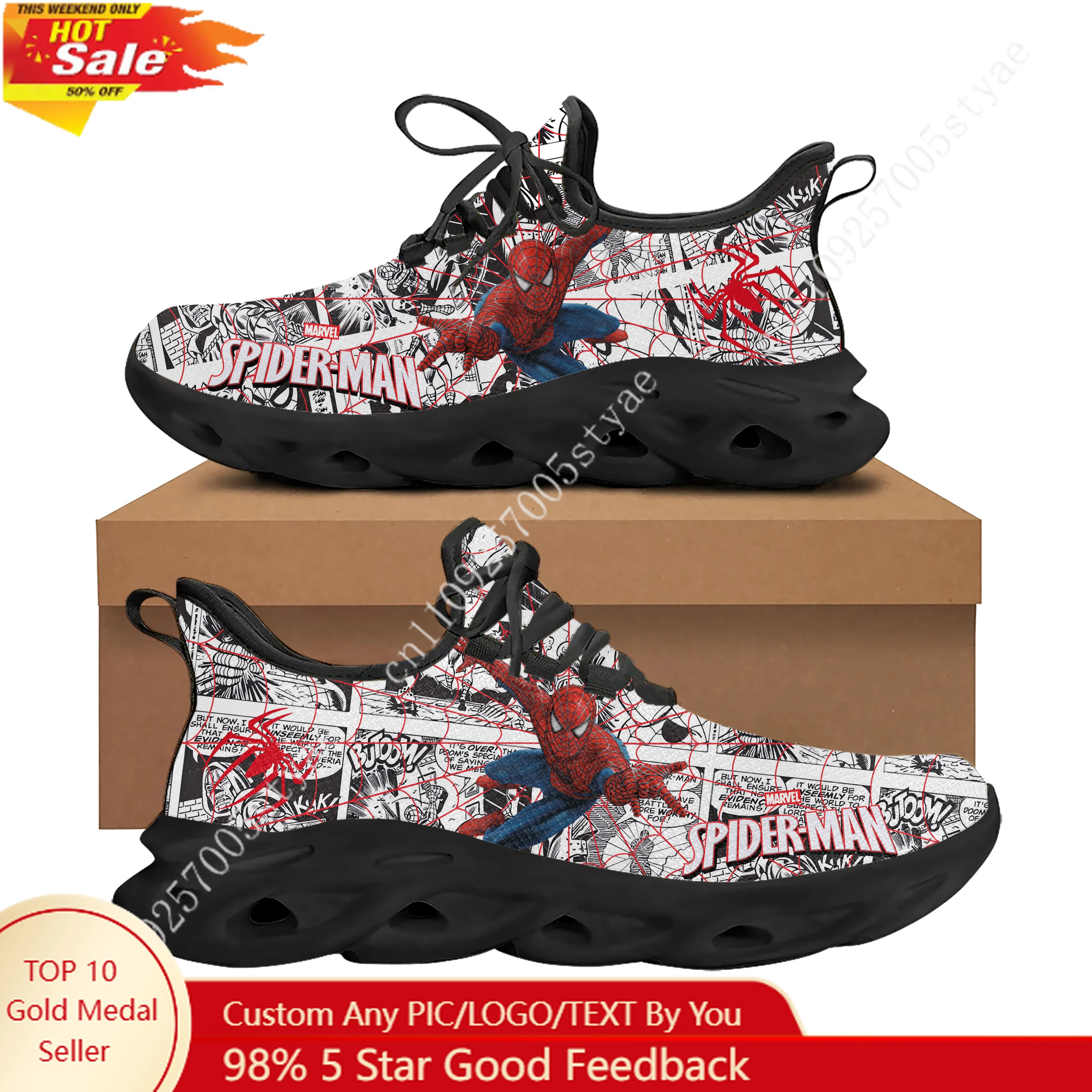 

Spider Man Peter Benjamin Parker Lace Mesh Shoe Flat Sneaker Mens Womens Sport Running Shoes Sport Sneakers Customized Footwears